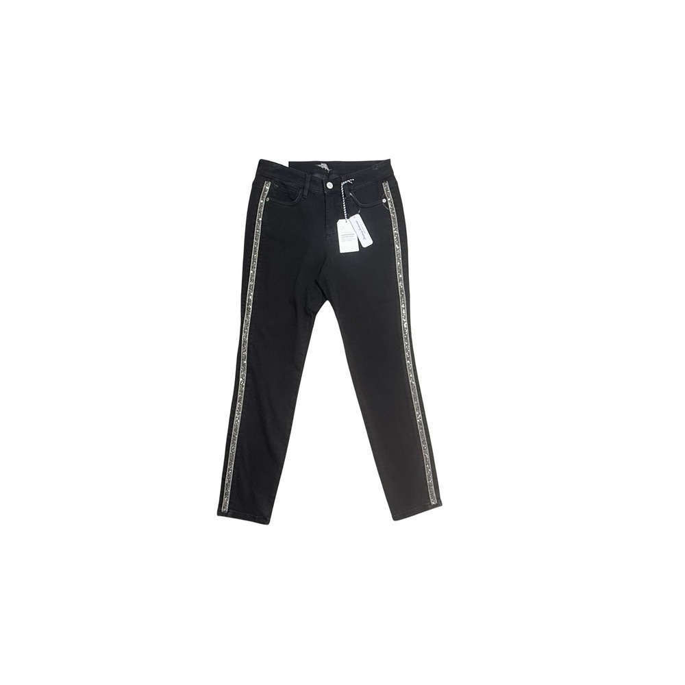 Tommy Bahama Jeans Womens 6 Black High Rise Ankle Indigo Sparkle Stretch Denim